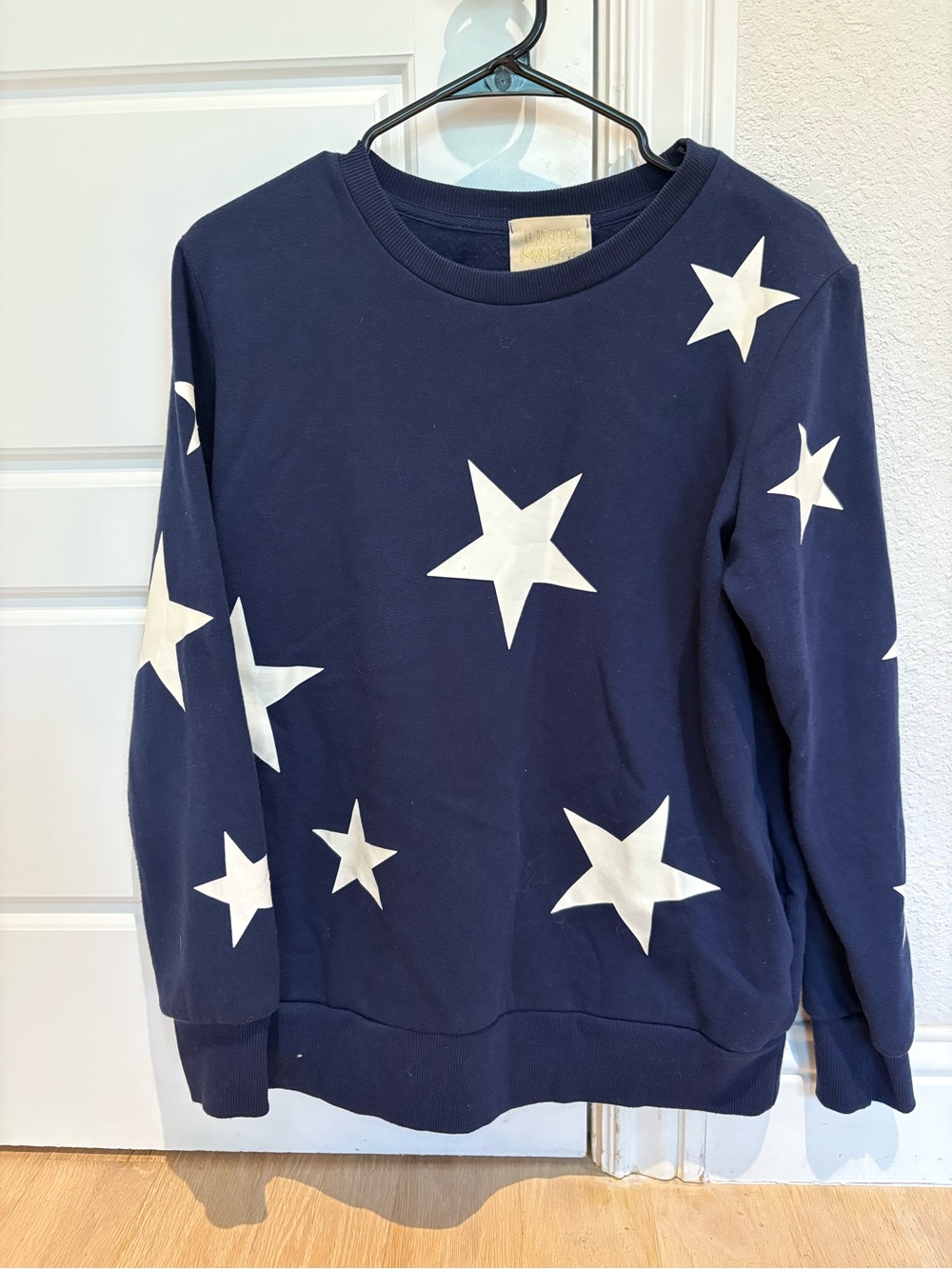 Judith March Navy Sweatshirt with White Star Print